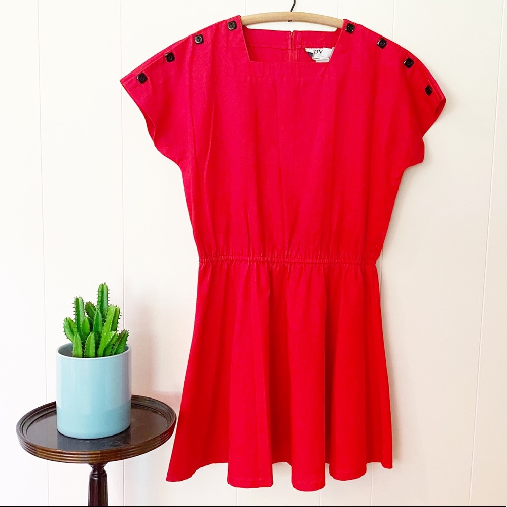 ❌SOLD❌VTG 80s Dovani Cherry Red Square Neck Minidress - Picture 1 of 9